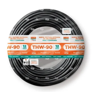 CABLE THW-90 +PLUS 12 AWG 450/750 V NEGRO