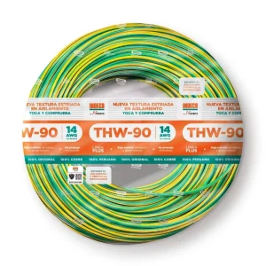 CABLE THW-90 +PLUS 14 AWG 450/750 V AMAR/VERDE