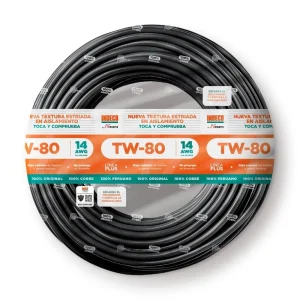 CABLE TW-80 +PLUS 14 AWG 450/750 V NEGRO