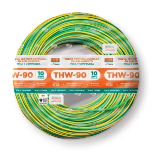 CABLE THW-90 +PLUS 10 AWG 450/750 V AMAR/VERDE