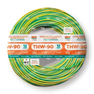 CABLE THW-90 +PLUS 12 AWG 450/750 V AMAR/VERDE
