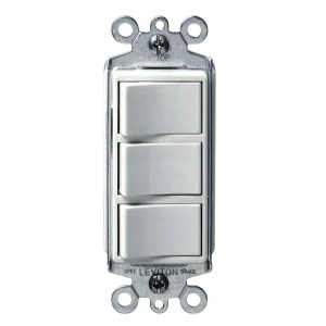 INTERRUPTOR TRIPLE DECORA 15A 250V BLANCO + PLACA