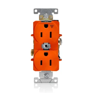 TOMA DOBLE EMPOTRABLE G/INDUSTRIAL TIERRA AISLADA 2P+T 15A 125V ANARANJADO + PLACA
