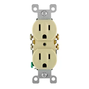 TOMA DOBLE EMPOTRABLE 2P+T 15A 125V MARFIL + PLACA