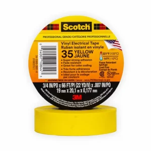 CINTA AISLANTE VINILICA SCOTCH 35 + 3/4″ X 20MTRS AMARILLO