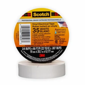 CINTA AISLANTE VINILICA SCOTCH 35 + 3/4″ X 20MTRS BLANCO