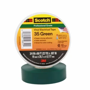CINTA AISLANTE VINILICA SCOTCH 35 + 3/4″ X 20MTRS VERDE