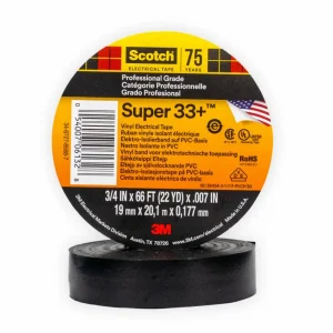 CINTA AISLANTE VINILICA SCOTCH 33 + 3/4″ X 20MTRS NEGRO