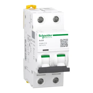 INTERRUPTOR AUT. TERMOMAGNETICO PARA RIEL 2P 10A 230/400VAC 20/6KA IC60N CURVA C
